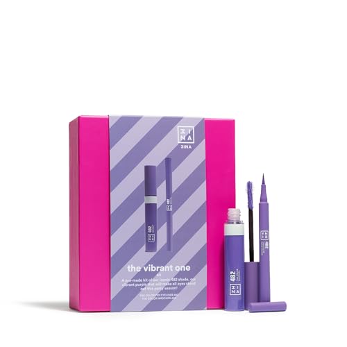 3INA MAKEUP - The Vibrant One Kit - Lila - Perfeke Lila Set - The Color Pen Eyeliner 482 + The Color Mascara 482 - Langlebige und Leuchtende Farbe - Make-Up Set - Vegan - Cruelty Free von 3ina