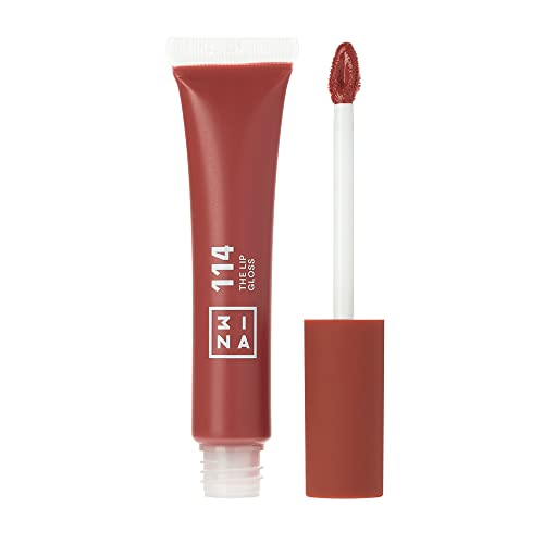 3INA MAKEUP - Vegan - Cruelty Free - The Lip Gloss 114 - Nude Brown Rot Lip Gloss - Spiegel-Effekt - Glänzender Look - Cremige Textur - Hochpigmentiert - Lip Gloss mit Aufträger von 3ina