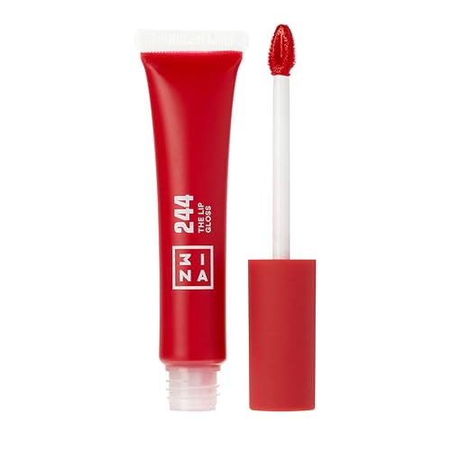 3INA MAKEUP - Vegan - Cruelty Free -The Lip Gloss 244 - Leuchtend Rote Lip Gloss - Spiegel-Effekt - Glänzender Look - Cremige Textur - Hochpigmentiert - Lip Gloss mit Aufträger von 3ina