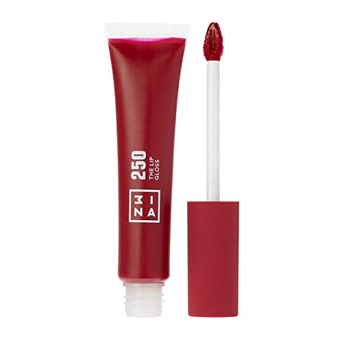 3INA MAKEUP - Vegan - Cruelty Free - Lip Gloss 250 - Dunkelrosa rot - Spiegel-Effekt - Glänzender Look - Cremige Textur - Hochpigmentiert - Lip Gloss mit Aufträger von 3ina
