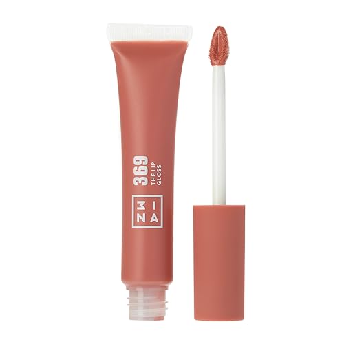 3INA MAKEUP - Vegan - Cruelty Free - Braunrosa Lip Gloss - Spiegel-Effekt - Glänzender Look - Cremige Textur - Hochpigmentiert - Lip Gloss mit Aufträger von 3ina