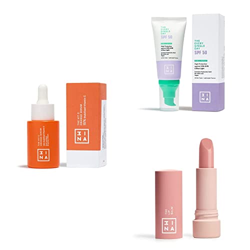 3INA MAKEUP - Vegan - The Vit C Orange Serum + The Every Single Day SPF50 + The Lip Balm - Skincare Set von 3ina