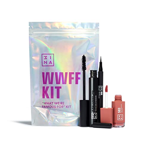 3INA MAKEUP - What we are famous for Kit - Das 3 Make Up Set - The 24h Pen Eyeliner + The 24H Level Up Mascara + The Longwear Lipstick 503 - Matte Formeln - Vegan - Cruelty Free von 3ina