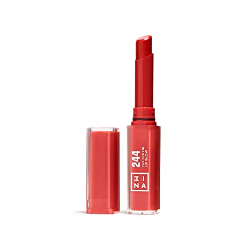 3ina Makeup - The Color Lip Glow 244 - Leuchtendes Rot Lippenstift - Glowy Saftige Lippen-Stift mit Vitamin E für Lippen zu Nähren - Lippenbalsam Hochpigmentiert - Vegan - Cruelty Free von 3ina