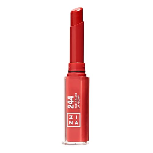 3INA MAKEUP - The Color Lip Glow 244 - Leuchtendes Rot Lippenstift - Glowy Saftige Lippen-Stift mit Vitamin E für Lippen zu Nähren - Lippenbalsam Hochpigmentiert - Vegan - Cruelty Free von 3ina