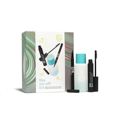 3INA MAKEUP - On-Off Kit - 3ina Essentials in einem Kit - The 24H Pen Eyeliner 900 + The Definition Mascara + The Eyes & Lips Makeup Remover - Make-Up Set - Vegan - Cruelty Free von 3ina