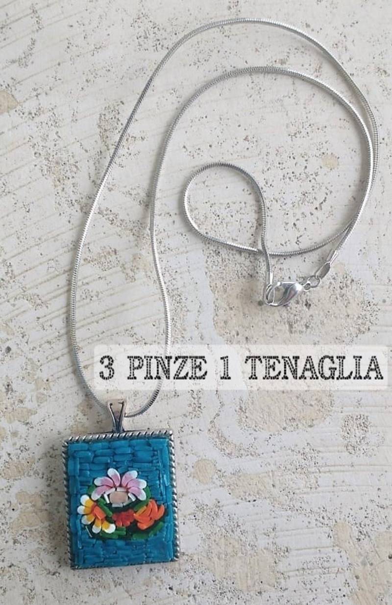 Frühlingsblumenanhänger - Halskette Mit Mikromosaikanhänger, Stahl von 3pinze1tenaglia