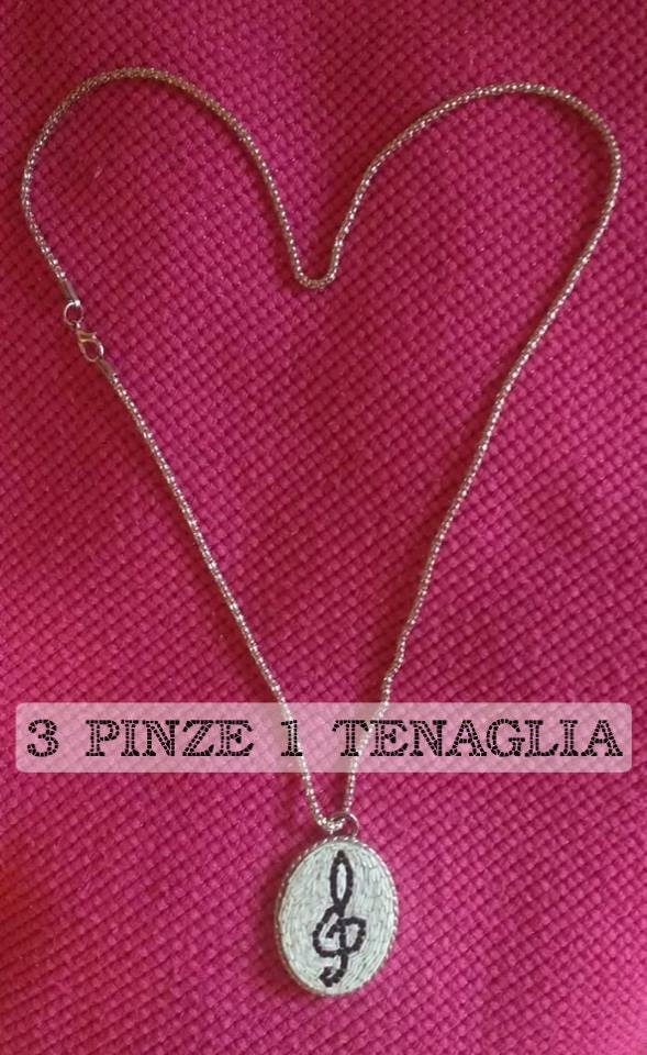 Geigenschlüsselanhänger - Halskette Mit Mikromosaikanhänger, Musik, Stahl von 3pinze1tenaglia