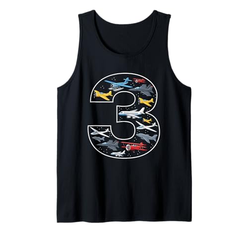 3. Geburtstag 3 Jahre alt Flugzeug Jungen Mädchen Luftfahrt Tank Top von 3rd Birthday 3 Year Old Airplane Boys Girls
