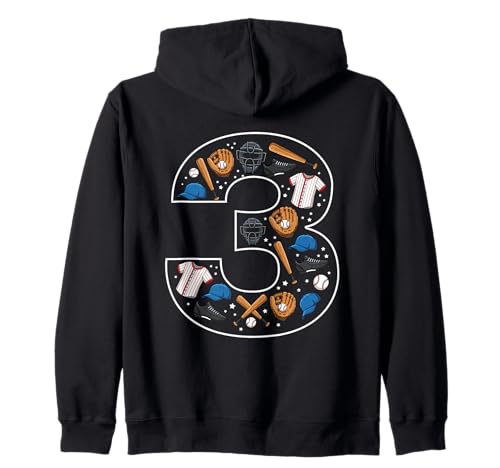 3. Geburtstag 3 Jahre alt Baseball Jungen Mädchen Baseball Kapuzenjacke von 3rd Birthday 3 Year Old Baseball Boys Girls