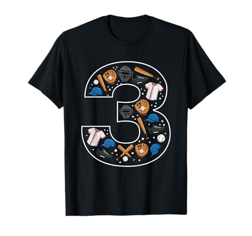 3. Geburtstag 3 Jahre alt Baseball Jungen Mädchen Baseball T-Shirt von 3rd Birthday 3 Year Old Baseball Boys Girls