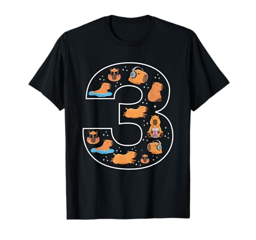 3. Geburtstag 3 Jahre alt Capybara Jungen Mädchen Tier T-Shirt von 3rd Birthday 3 Year Old Capybara Boys Girls