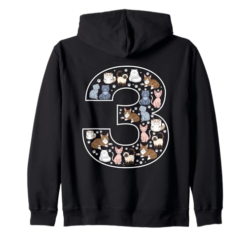 3. Geburtstag 3 Jahre alte Katzen Jungen Mädchen Katze Kätzchen Kapuzenjacke von 3rd Birthday 3 Year Old Cats Boys Girls