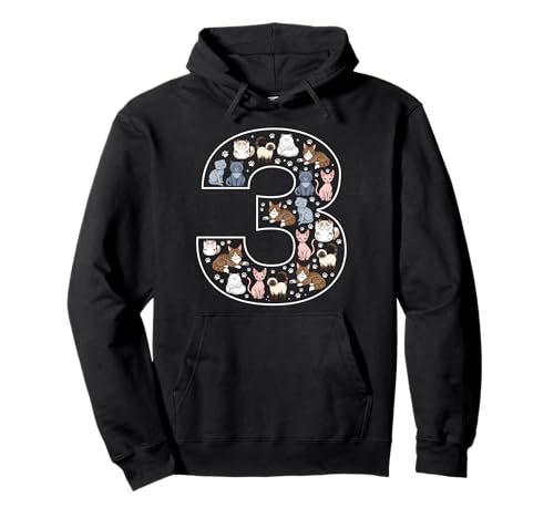 3. Geburtstag 3 Jahre alte Katzen Jungen Mädchen Katze Kätzchen Pullover Hoodie von 3rd Birthday 3 Year Old Cats Boys Girls
