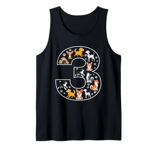 3. Geburtstag 3 Jahre alte Hunde Jungen Mädchen Welpen Tank Top von 3rd Birthday 3 Year Old Dogs Boys Girls