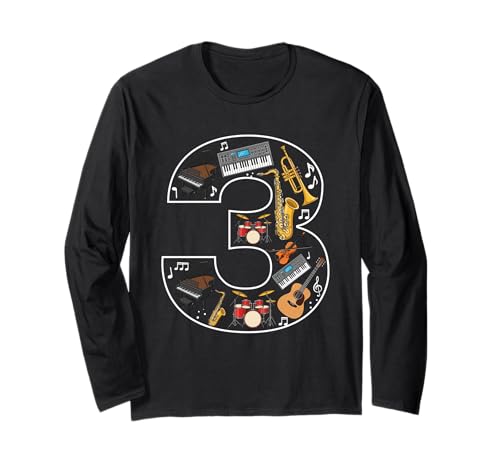 Musikband für Jungen und Mädchen, 3. Geburtstag Langarmshirt von 3rd Birthday 3 Year Old Music Boys Girls