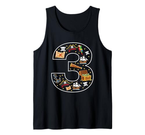 3. Geburtstag 3 Jahre alt Pirat Jungen Mädchen Schädel Tank Top von 3rd Birthday 3 Year Old Pirate Boys Girls