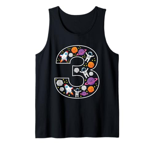 3. Geburtstag 3 Jahre alt Weltraum Jungen Mädchen Astronaut Planeten Tank Top von 3rd Birthday 3 Year Old Space Boys Girls Astronaut