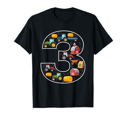 3. Geburtstag 3 Jahre Alter Traktor Jungen Mädchen Bauernhof T-Shirt von 3rd Birthday 3 Year Old Tractor Boys Girls