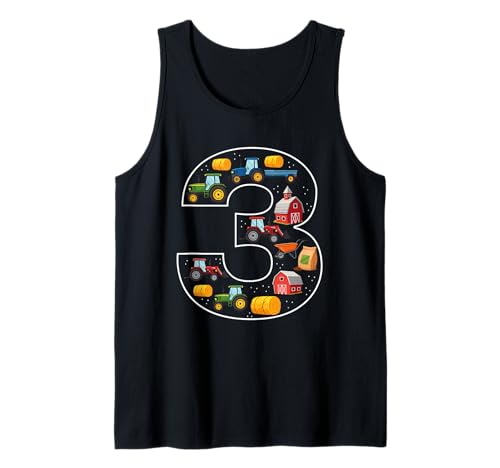 3. Geburtstag 3 Jahre Alter Traktor Jungen Mädchen Bauernhof Tank Top von 3rd Birthday 3 Year Old Tractor Boys Girls