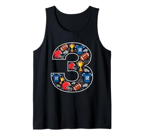 3. Geburtstag American Football 3 Jahre alt Mädchen Jungen Tank Top von 3rd Birthday American Football 3 Year Old