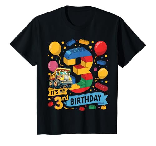 Kinder 3. Geburtstag Blocks Construction Truck Building 3 Year Old T-Shirt Kinder 3. Geburtstag Blocks Construction Truck Building 3 Year Old T-Shirt von 3rd Birthday Construction Theme Party