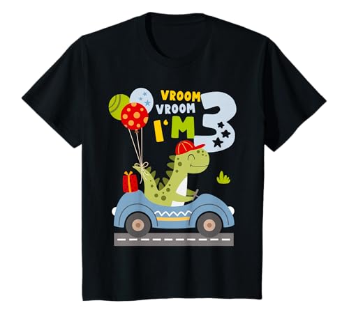 Kinder I'm 3 Dinosaurier-Auto 3. Geburtstag Kleinkind Jungen Outfit T-Shirt Kinder I'm 3 Dinosaurier-Auto 3. Geburtstag Kleinkind Jungen Outfit T-Shirt von 3rd Birthday Dino Car Toddler Boy Clothes