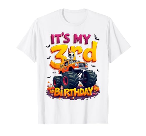 It's My 3rd Birthday Boy Skeleton Monster Truck Halloween T-Shirt It's My 3rd Birthday Boy Skeleton Monster Truck Halloween T-Shirt von 3rd Birthday Monster Truck Costume