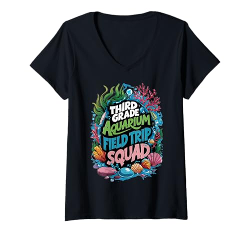 Damen Dritte Klasse Aquarium Feldausflug 3. Klasse Schule Matching T-Shirt mit V-Ausschnitt Damen Dritte Klasse Aquarium Feldausflug 3. Klasse Schule Matching T-Shirt mit V-Ausschnitt von 3rd Grade Aquarium Field Trip School Matching