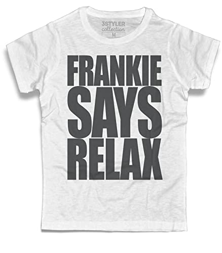 3styler T-Shirt für Herren, Weiß, Frankie Says Relax, Linie Collection, geflammte Baumwolle (Slub) 150 g/m², Weiß, Large von 3styler