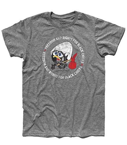 3styler T-Shirt für Herren Calimero 1 - Freedom und Rechte für schwarze Chicks - das Küken ganz schwarz - Karussell - Linie Classic - 100% Baumwolle 185 g/m², Grau, XL 3styler T-Shirt für Herren Calimero 1 - Freedom und Rechte für schwarze Chicks - das Küken ganz schwarz - Karussell - Linie Classic - 100% Baumwolle 185 g/m², Grau, XL von 3styler