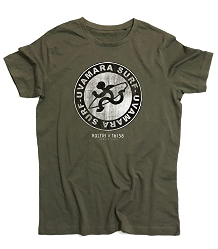 3styler T-Shirt für Herren Uvamara Surf Vintage - Surfing Voltri Shirt - Linie Vintage - Baumwolle 140 g/m², Khaki-Grün, XL 3styler T-Shirt für Herren Uvamara Surf Vintage - Surfing Voltri Shirt - Linie Vintage - Baumwolle 140 g/m², Khaki-Grün, XL von 3styler