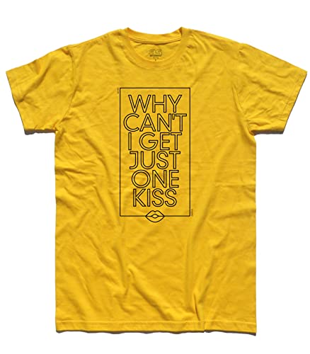 Herren T-Shirt ADD It Up - Why Can't I Get Just One Kiss? - Femmes Music Shirt - Linie Classic - 100% Baumwolle 185 g/m², gelb, XXL von 3styler
