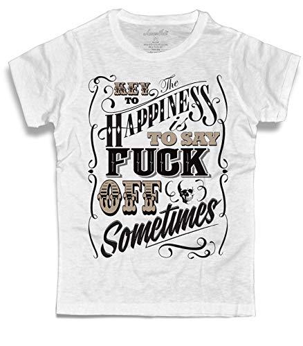 T-Shirt für Herren, Weiß, The Kay to Happiness is to Say f**k Sometimes, Weiß, Small von 3styler