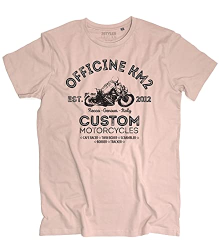 3stylercollection vintage T-Shirt Herren Custom Motorcycle - Werkstätten Km2 Recco - Altrosa, XX-Large von 3stylershop