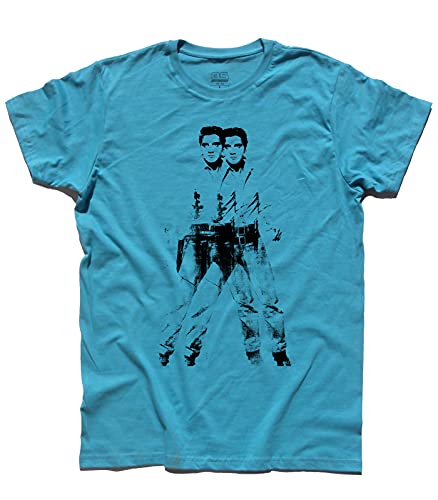 3stylershop T-Shirt Herren Elvis Doppelt Inspiriert Ad Andy Warhol - Blau, M von 3stylershop