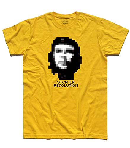 3stylershop Herren T-Shirt Che Guevara Pixel - Viva La Resolution - Gelb, L von 3stylershop