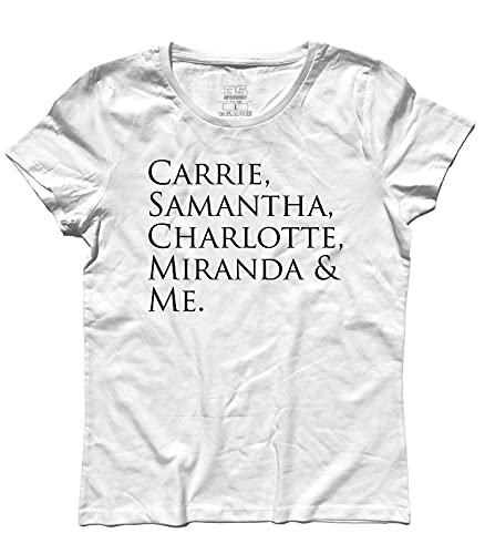 T-Shirt Carrie, Samantha, Charlotte, Miranda & Me Ispiarata A Sex and The City - Weiß, S von 3stylershop