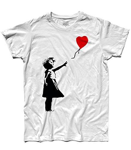 T-Shirt Herren Ballon Mädchen inspiriert in Banksy - Weiß, S von 3stylershop
