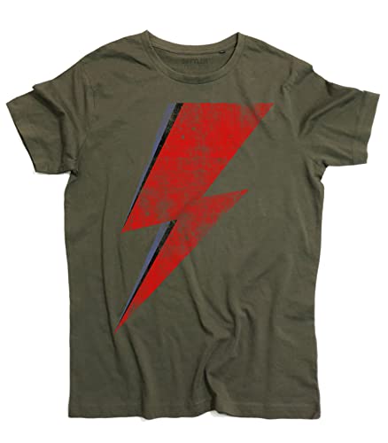 T-Shirt Herren Vintage Thunder Blitz Saetta Rossa Rebel, Khaki-Grün, Medium von 3stylershop