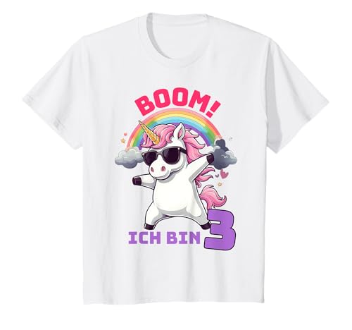 Kinder Boom Ich bin 3 Einhorn Geburtstag Kinder Motto T-Shirt von 3ter Geburtstag Einhorn Geschenkideen