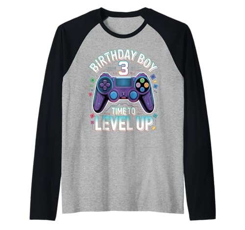 Birthday Boy Time To Level Up Gamer Videospiel 3 Jahre alt Raglan Birthday Boy Time To Level Up Gamer Videospiel 3 Jahre alt Raglan von 3th Birthday Boy Game Control