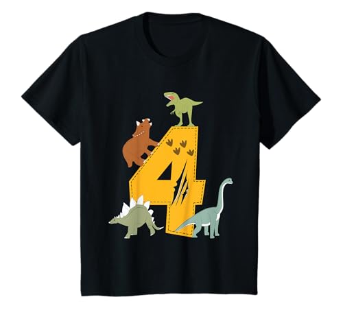 Kinder 4. Geburtstag Junge 4 Jahre alt Dino Dinosaurier T-Shirt Kinder 4. Geburtstag Junge 4 Jahre alt Dino Dinosaurier T-Shirt von 4 Birthday Boy Dino Birthday 4 Year