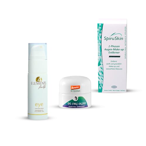 "Revital Eyes Essentials": Eye Contour Serum by 4 ELEMENTS FOR LIFE, 2- Phase Eye Make-up Remover by SpiruSkin, EYE CARE CREAM by MARTINA GEBHARDT von 4 Elements