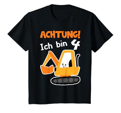 Achtung ich bin 4 Design für 4 Jahre Jungen Baustelle T-Shirt von 4 Geburtstag Baustelle T-Shirt