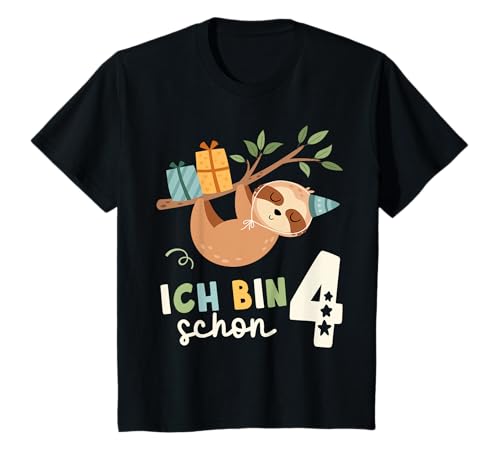 Kinder Ich bin schon 4 Jahre alt Safari Dschungel Tiere Geburtstag T-Shirt von 4 Geburtstag Dschungel Safari Tiere Kinder Look