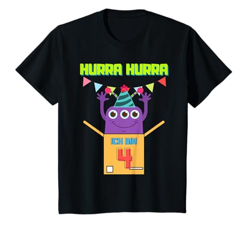 Kinder 4 Jahre 4. Geburtstag Monster Kindergeburtstag T-Shirt von 4 Jahre 4. Geburtstag Monster Kindergeburtstag