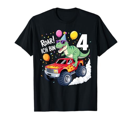 Geburtstag 4 Jahre Dinosaurier Monster Truck Jungen Mädchen T-Shirt Geburtstag 4 Jahre Dinosaurier Monster Truck Jungen Mädchen T-Shirt von 4 Jahre Geburtstag Dinosaurier Monster Truck