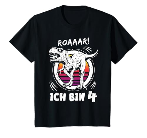 4 Geburtstag Junge Mädchen Dinosaurier Ich Bin 4 Jahre Dino T-Shirt von 4 Jahre Junge Mädchen Geschenke Dinosaurier Dino