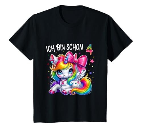 Kinder Einhorn Geburtstags Party für Mädchen Girls zum 4 Geburtstag T-Shirt von 4 Jahre Mädchen Einhorn Geburtstagsgeschenk Girl